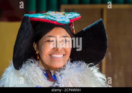 Das Hemis Gompa Kloster, Portait einer Ladakhi Frau Stockfoto