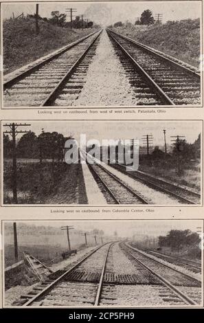 . Baltimore und Ohio Mitarbeiter Magazin . Division, Track in herrlichen Zustand setzen. Blick nach Westen um Kurve östlich von Outville, Ohio Stockfoto