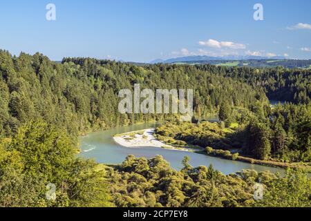 Litzauer Schleife des Lech in Burggen, bei Schongau, Oberbayern, Bayern Stockfoto