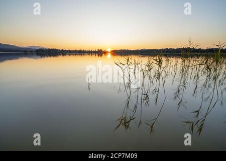 Abend am Staffelsee, Uffing am Staffelsee, Oberbayern, Bayern, Süddeutschland, Deutschland, Mitteleuropa, Europa Stockfoto