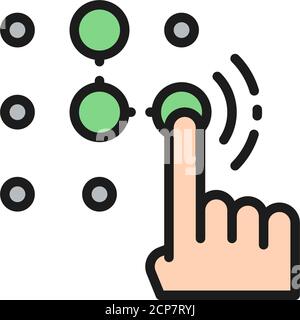 PIN-Code, Passwort und Entsperrung, Identifikation flaches Farbsymbol. Stock Vektor