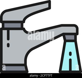 Vektor Wasserhahn flache Farblinie Symbol. Stock Vektor