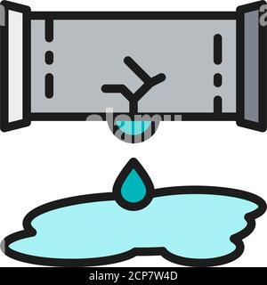 Symbol für die flache Farblinie der tropfenden Wasserleitung. Stock Vektor