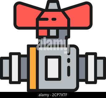 Hahn, verhindern Sie Wasserlecks, Symbol für flache Farblinie des Wasserhahnes. Stock Vektor