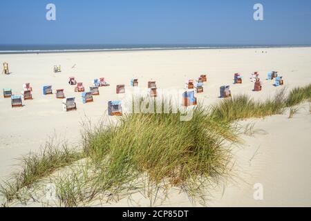 Strand auf Juist Island, Ostfriesland, Ostfriesische Inseln, Niedersachsen, Nordseeküste, Norddeutschland, Deutschland, Europa Stockfoto