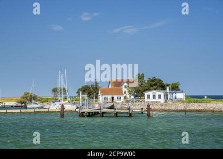 Hafen auf der Pilotinsel Schleimünde zwischen Schlei und Ostsee, bei Maasholm, Schleswig-Holstein, Deutschland Stockfoto