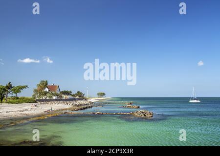Strand auf der Pilotinsel Schleimünde an der Ostsee, bei Maasholm, Schleswig-Holstein, Deutschland Stockfoto
