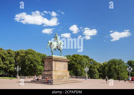 Reiterstatue vor dem Königsschloss in Oslo, Norwegen, Skandinavien, Nordeuropa, Europa Stockfoto