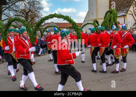 Traditioneller Hirtentanz in Froschhausen bei Murnau, Oberbayern, Bayern, Deutschland, Europa Stockfoto