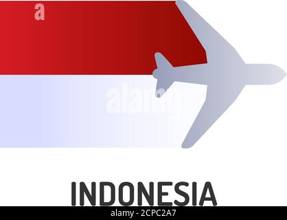 Symbol für die Flagge Indonesiens. Airline-Netzwerk. Internationale Flüge. Beliebtes Touristenziel. Piktogramm für Webseite, mobile App, Promo. UI Stock Vektor