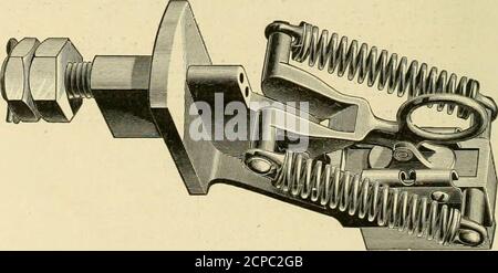 . Die Straßenbahn Überprüfung . ABB. 3. Lichtbogenbildung oder schlechter Kontakt an den Bürsten. Kein Punkt im Pring ist gebogen und daher geschwächt, da jede Feder mit abnehmbaren Gussendösen versehen ist. Diese ter-minal Augen machen eine saubere, mechanische Konstruktion, und die. Austausch der Feder wird dadurch erheblich erleichtert. Abb.2 ist eine Abbildung der Spannfeder in voller Größe. Die Klemmen werden in eine geeignete Größe geschnitten und die Klemme ausgeworfen. Diese Augen können in amoments Zeit an neue Federn angepasst werden. Die Wightman Company hat bereits sehr viele Aufträge für ihre neuen Verbesserungen gebucht. TACOMA, WASCHEN Stockfoto