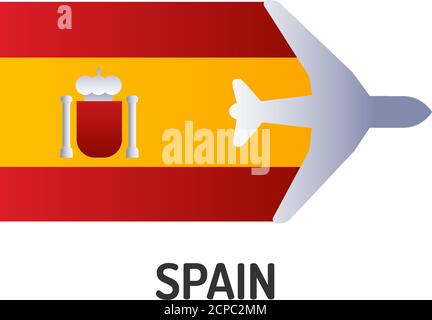 Symbol der spanischen Flagge mit Farblinie. Airline-Netzwerk. Internationale Flüge. Beliebtes Touristenziel. Piktogramm für Webseite, mobile App, Promo. UI-UX Stock Vektor