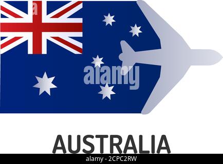 Symbol für die Farbleitung der Flagge Australiens. Airline-Netzwerk. Internationale Flüge. Beliebtes Touristenziel. Piktogramm für Webseite, mobile App, Promo. UI Stock Vektor