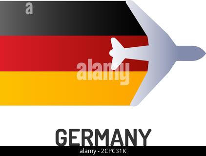 Symbol für die Farbleitung der Flagge Deutschlands. Airline-Netzwerk. Internationale Flüge. Beliebtes Touristenziel. Piktogramm für Webseite, mobile App, Promo. UI-UX Stock Vektor