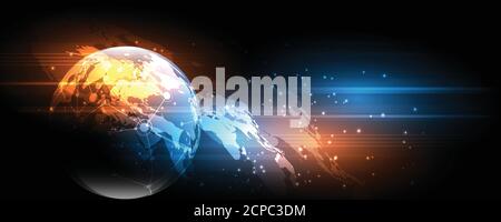 Globale Netzwerkverbindung Weltkarte abstrakte Technologie Hintergrund globales Geschäft Innovationskonzept Stock Vektor