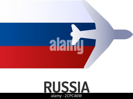 Flagge von Russland Farbe Linie Symbol. Airline-Netzwerk. Internationale Flüge. Beliebtes Touristenziel. Piktogramm für Webseite, mobile App, Promo. UI-UX Stock Vektor