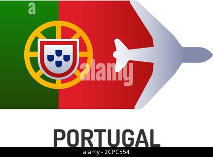 Flagge Portugals Farbliniensymbol. Airline-Netzwerk. Internationale Flüge. Beliebtes Touristenziel. Piktogramm für Webseite, mobile App, Promo. UI Stock Vektor