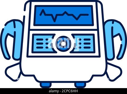 Farbsymbol der Defibrillator-Linie. Elektropulse Therapie von Herzrhythmusstörungen Konzept. Melden Sie sich für Webseite, mobile App. Stock Vektor