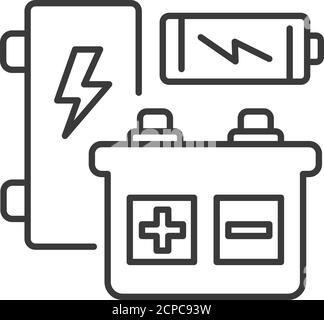 Recycling-Batterien Farbe schwarz Symbol. Verschiedene Ladegeräte. Abfallrecycling. Mülltrennung. Umweltfreundlich. Für Webseite, App anmelden. UI UX GUI DESIGN Stock Vektor