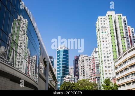 Architektur Skyline und Spiegelung Hong Kong West Stockfoto