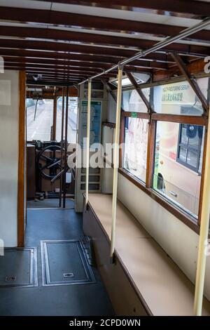 Innenansicht der Straßenbahn Doppeldecker Hong Kong Stockfoto