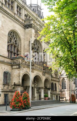 Duisburg, Burgplatz, historische Altstadt, Rathaus, Hauptportal Stockfoto