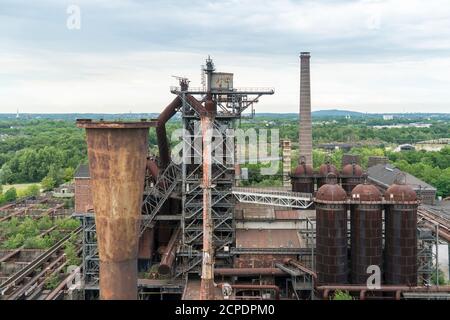 Duisburg, Landschaftspark Nord, ehemaliges Stahlwerk, Fernsicht vom Hochofen 5 Stockfoto