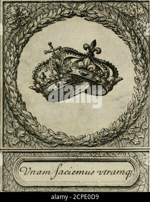 . De l'Art des devises . XXVII. VNE Cicogne qui eft en Garde, devant vnetroupe dautres Cicognes, qui dormenten repos, fur la feureté que fa vigilance leurdonne, eft le propre Symbole DVN Grand Mi-niftre , qui alfeure le repos de tout le Montes veilles : ô^confervela tranquilité publi-que par fes inquiins & par fes. Le Moceft de Virgile. ÀDOPTEES. 485. XXVIII. CE n eft pas la befogne DVN brasfoibIe,nydvne main mal adroite, de mettre deuxCouronnes en vne, ceft tout ce qu ont pu faireles plus célèbres Conquerans. Encore y en a-il peu qui Taye nt fait. Ceft neantmoins ce quefignifi Stockfoto