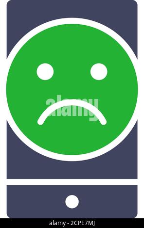Smartphone mit traurigem Gesicht farbigen Symbol. Unzufriedenheit des Kunden, verärgerte Kunden, negatives Bewertsymbol Stock Vektor