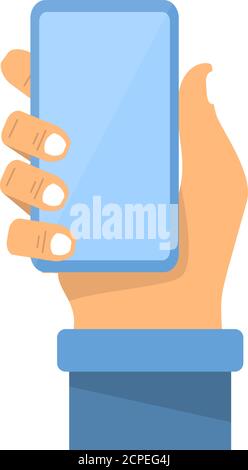Smartphone in der Hand. Flache Vektorlinie Kunst Stock Vektor