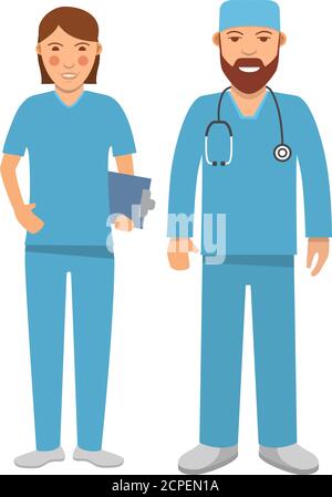 Ärzte Zeichen. Ärztin. Medizinisches Krankenhauspersonal. Stock Vektor