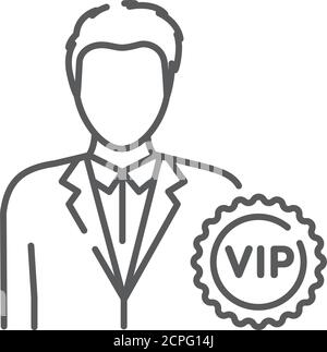 Schwarzes Symbol für VIP-Personenzeile. Exklusive Mitgliedschaft. Registrieren Sie sich für Webseite, mobile App, Schaltfläche, Logo. Stock Vektor