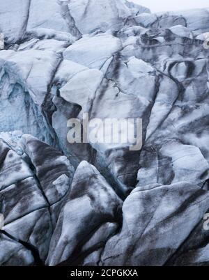 Luftaufnahme, Gletschereis, Detailansicht, Vatnajökull Gletscher, Vatnajökull Nationalpark, Island, Europa Stockfoto