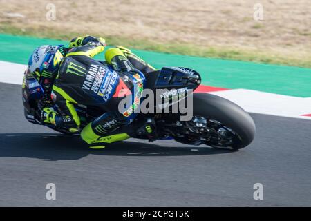 Rimini, Italien. September 2020. Misano Marco Simoncelli World Circuit, misano adriatico (RN), Italien. September 2020. VALENTINO ROSSI - MONSTER ENERGY YAMAHA MotoGP während des Grand Prix von San Marino und Riviera di Rimini - Freies Training 3, MotoGP Weltmeisterschaft - Credit: LM/Alessio Marini/Alamy Live News Stockfoto