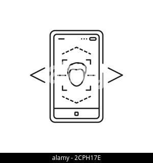 Augmented Reality-Symbol für die Gesichtserkennung mit schwarzer Linie. Biometrisches Scannen. Identifikationsperson. Piktogramm für Webseite, mobile App, Promo. UI-UX-GUI Stock Vektor