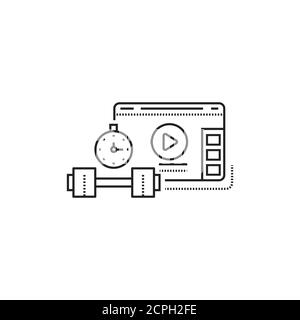 Sport Blog Website schwarze Linie Symbol. Video-Streaming für Training und Marathon. Vlogging-Zeichen. Piktogramm für Webseite, mobile App, Promo. UI UX GUI DESIGN Stock Vektor