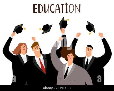 Erwachsenenbildung, männliche und weibliche Absolventen Vektor-Konzept Stock Vektor