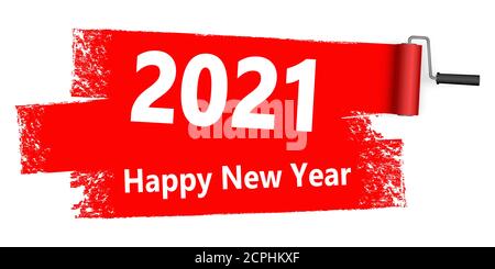eps-Vektordatei mit rot gefärbtem Farbwalzenkonzept für Neujahrsgrüße 2021 Stock Vektor