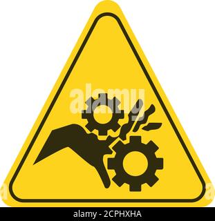 Achtung Handverletzung möglich gelbes Element. Achten Sie auf Ihre Hände und Finger. Warnschild. Piktogramm für Webseite, mobile App, Promo. UI UX GUI DESIGN Stock Vektor