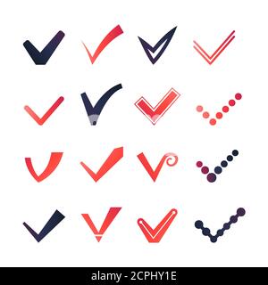 Farbige Bestätigungsskilder auf weißem Hintergrund isoliert Stock Vektor