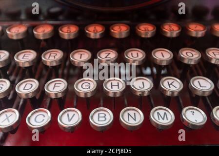 Schreibmaschine, Tastatur, Buchstaben, Symbolbild Stockfoto