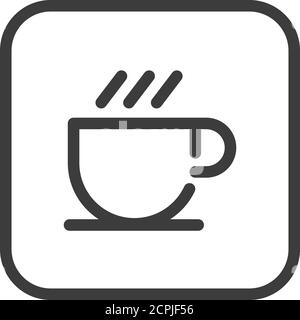 Straßenschild des Cafés, Symbol mit schwarzer Linie. Lebensmittel. Öffentliche Navigation. Piktogramm für Webseite, mobile App, Promo. UI UX GUI Design Element. Bearbeitbare Kontur. Stock Vektor