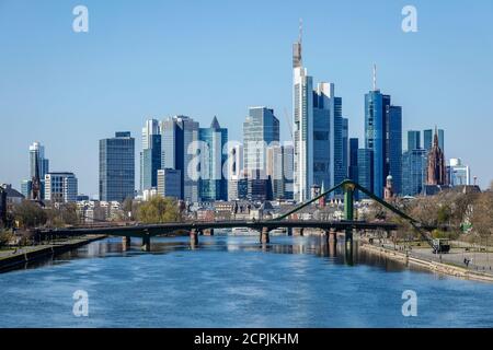 Frankfurt City Centre Skyline mit Finanzviertel, Frankfurt am Main, Hessen, Deutschland Stockfoto