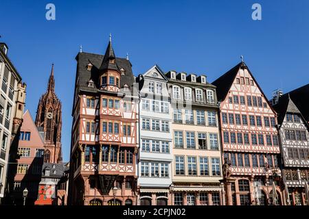 Fachwerkhäuser am Römerberg, Frankfurt am Main, Hessen, Deutschland Stockfoto