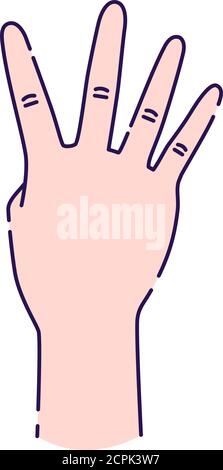 Farbsymbol für die Gestenlinie mit vier Fingern. Finger nach oben bewegen Skizzenelement. Piktogramm für Webseite, mobile App, Promo. Bearbeitbare Kontur. Von Hand gezeichnet Stock Vektor