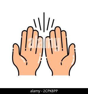 Gebet Hände Farbe Linie Symbol. Gebet zu gott mit Glauben und Hoffnung. Piktogramm für Webseite, mobile App, Promo. UI UX GUI Design Element. Bearbeitbare Kontur Stock Vektor