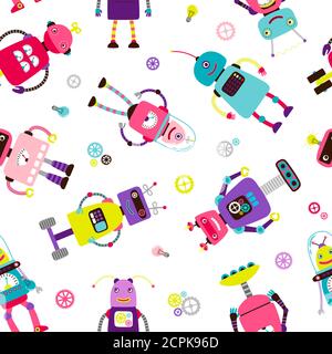 Roboter oder Aliens niedlichen Kinder Muster, Vektor-Illustration Stock Vektor