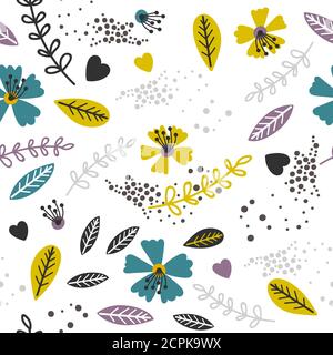 Blumenmuster in Gelb und Lavendel Farben, Vektor-Illustration Stock Vektor