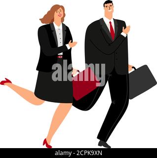 Business Mann und Frau laufen Symbol auf weißem Hintergrund, vecto Illustration Stock Vektor