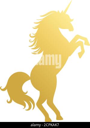 Einhorn goldene Silhouette isoliert auf weißem Hintergrund, Vektor-Illustration Stock Vektor